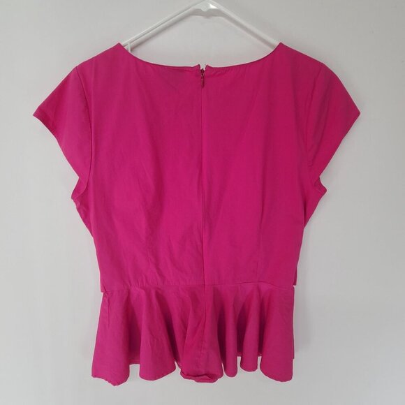 Halogen Women's Short Sleeve Pullover Top Pink Size large peplum hem office - Picture 4 of 7